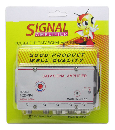 Amplificador Sinal 1x4 Saidas 20db Regulagem Tv Cabo Digital