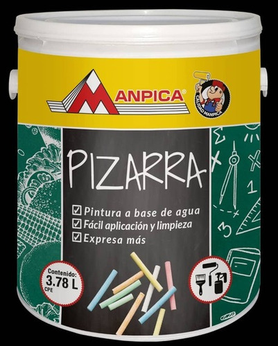Imagen 2 de 4 de Pintura Negro Para Pizarra Manpica Galon