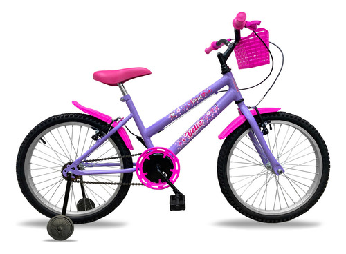 Bicicleta  de passeio infantil Rossi Bella aro 20 1v freios v-brakes cor violeta/rosa com rodas de treinamento
