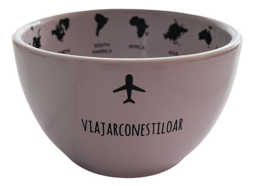 Bowl Cerealero Tazon Ceramica 300 Cc Lila Desayuno Sopa 