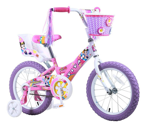 Bicicleta Bmx Princesa Con Flores Para Niñas De 4-9 Años Con