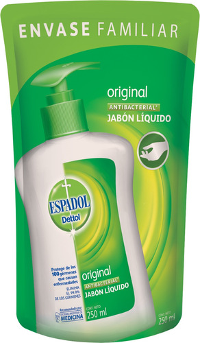 Jabón Líquido Espadol Dettol Antibacterial Original Repuesto 250 ml