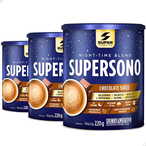 3x Supersono 660g Sabor Chocolate Suiço Pó Inositol Magnésio