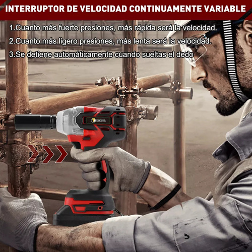 Pistola Llave de impacto inalámbrica Conentool de 850 nm, iones de litio, 2 baterías, color rojo, 127 V, 800 W