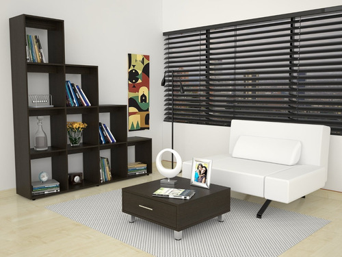 Combo Biblioteca Escalera + Mesa De Centro - Wengue