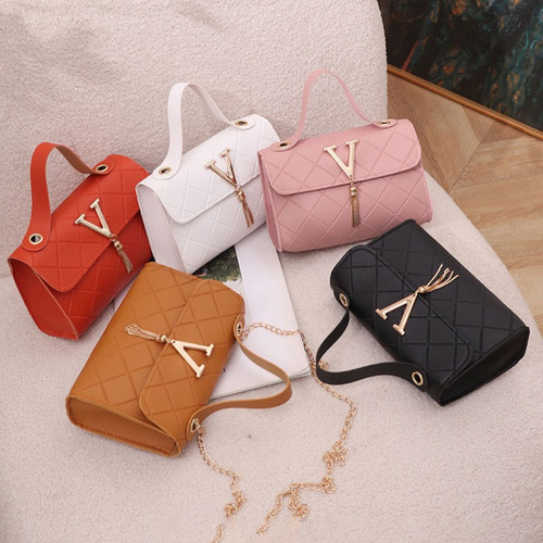 Bolso De Hombro Con Borlas En Forma De V Estampado A Cuadros
