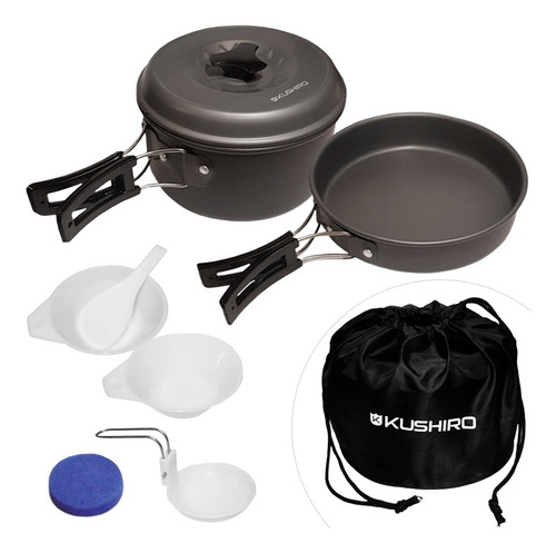 Sarten Olla Marmita Set Camping Cocina P/2 Personas 7 Piezas