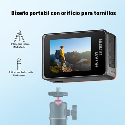 Cámara Deportiva 4k Ultrahd 60fps 24mp Pantalla Dual Touch