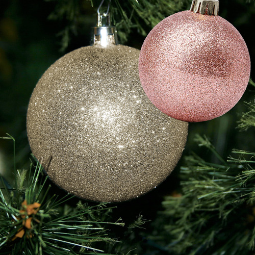 Bolas De Adorno Navidad Oro Rosa Y Oro Blanco 100 Unidades