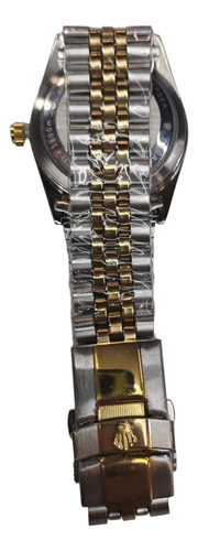 Reloj Date Fondo Letrado Total Dorado Oscuro Plateado Blanco (Reacondicionado)