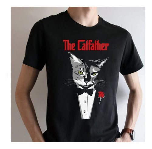 Polera Unisex Gato Mascotas Catfather Algodon Estampado