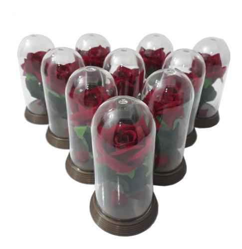 Kit 20 Mini Cúpulas A Bela E A Fera 11 Cm A Rosa Encantada