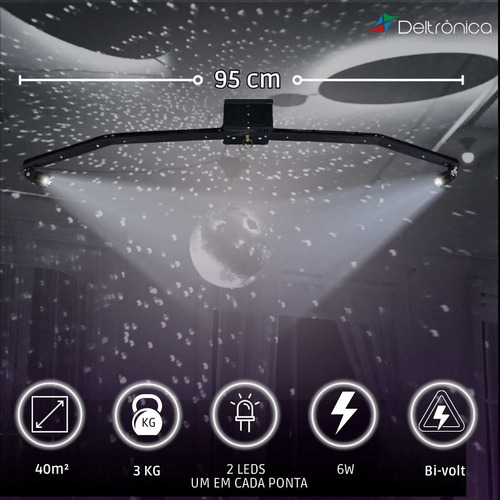 Base Montada Com Motor E Canhão De Led Para Globo Espelhado 127/220V (Bivolt)