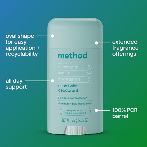 Method Desodorantes Pure Peace, Coco Twist, Dayli Zen 24hrs Fragancia Coco Twist