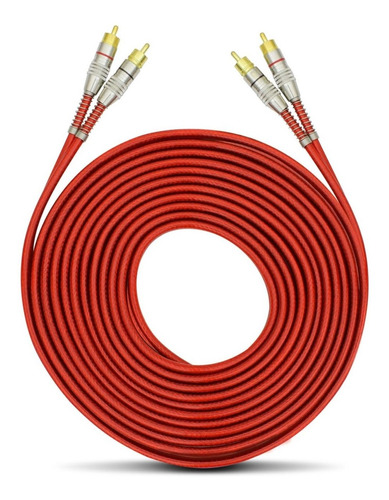 Cabo Rca Prime 5 Metros 5mm Vermelho Plug Metal Banhado Ouro