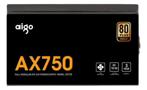 Fonte Aigo Ax750, 750w, Full-modular, 80 Plus Gold, Preto