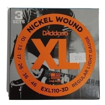 Pack 3 Encordoamentos D'addario Guitarra 0.10 Exl 110-3d
