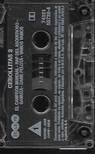 Cebollitas Album Cebollitas 2 Sello Bmg Cassette Sin Portada