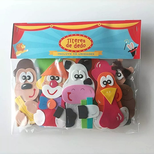 Imagen 1 de 5 de Titeres De Dedo De Animales - Pack Por 10 Unidades Set 1
