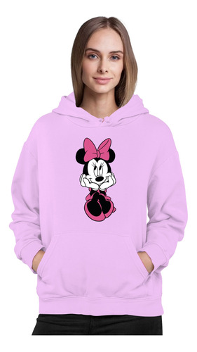 Poleron Con Capucha Minnie Sentada Moda Mujer