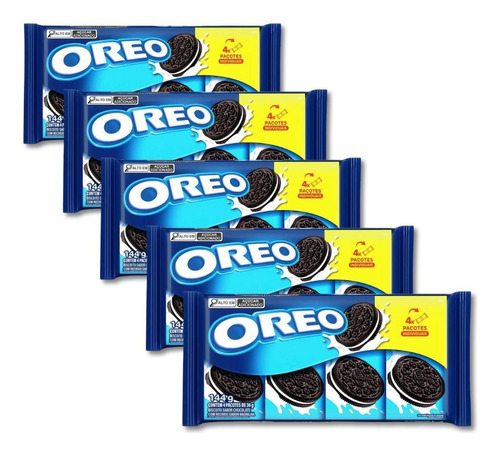 Biscoito Oreo Recheado Baunilha Kit 5 Packs De 144g - 4x36g