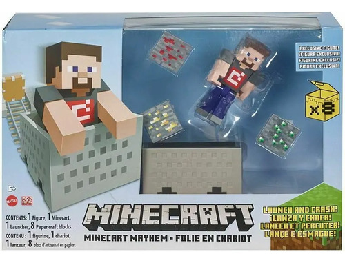 Set Steve Minecraft Lanza Y Choca - Mattel