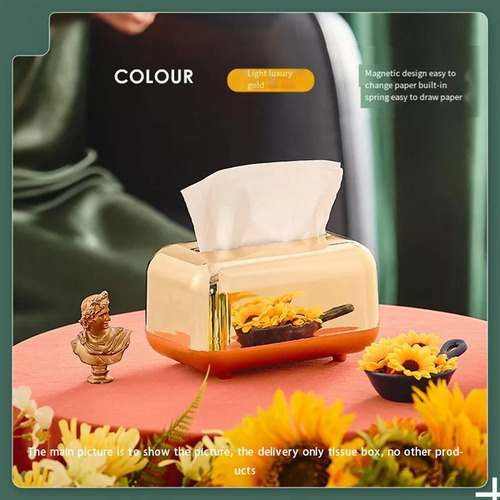 Caja Papel Dorada Lujo Para Guardar Servilletas