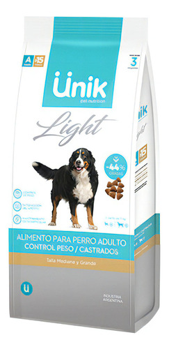 Alimento Unik Light Control Peso Perro Adulto Castrado 3kg