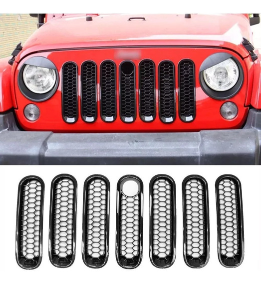 Piezas para coche Embellecedores y accesorios para carrocería wowowa ABS  Car Racing Parrilla Delantera Parrilla Inserto de Malla para Jeep Wrangler  JK Rubicon Sahara 2007 2008 2009 2010 2011 2012 2013-2017 