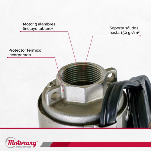 Bomba Sumergible Pozo Motorarg Sub4 100 1 Hp + Tablero 220v