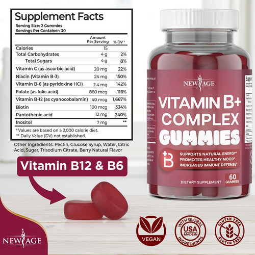 Gomitas Con Complejo De Vitamina B New Age Con B3, B5, B6, B