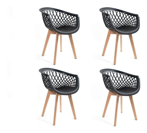 Imagem 1 de 3 de 4 Cadeiras Web Cloe Base Wood - Artiluminacao
