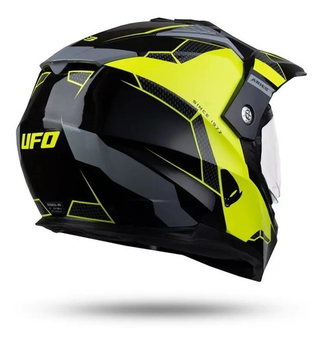 Imagen 6 de 9 de Casco Ufo Aries - Black/neon Yell- Off Road/enduro-