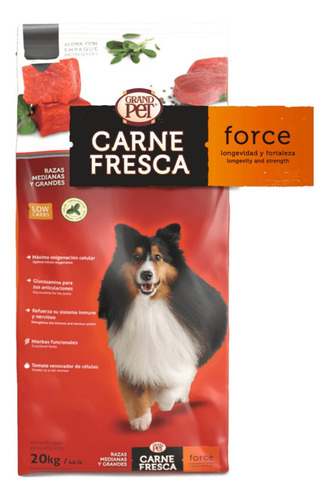 Grandpet Carne Fresca Force 20 Kg + Ternera Y Cordero Sobres