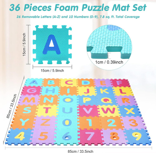 Abc Foam Puzzle Play Mat For Kids Biddler - (36pcs) Interloc