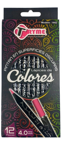 12 Lapices De Colores Tryme Para Superficies Oscuras 
