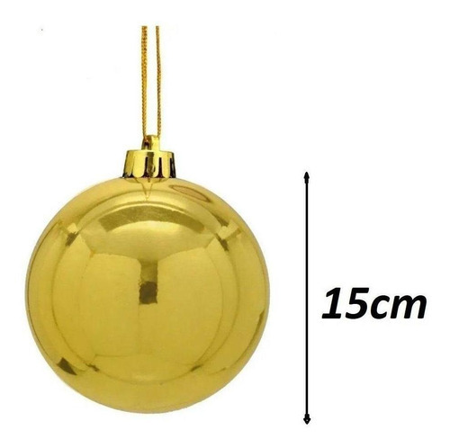 Bolas de fiesta de Navidad planas doradas brillantes de 15 cm, kit de 17 unidades