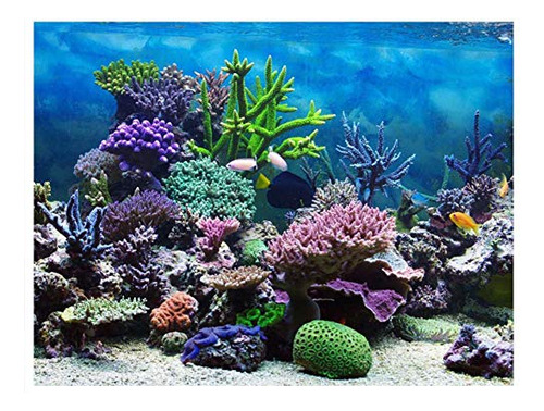 Póster Decorativo Acuario Coral Submarino - Pvc Adhesivo