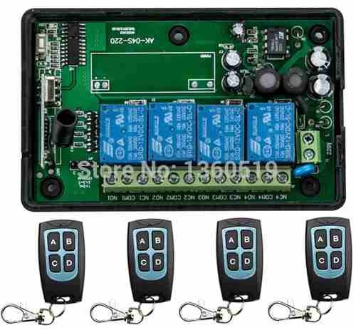 Control Remoto Rf X 4 + Modulo 4 Rele Programable 220v