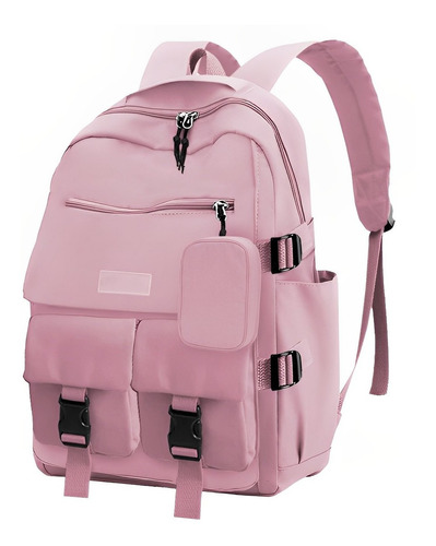 Mochila Feminino Escolar Bolso Para Garrafa Juvenil Bolsa Cor Rosa