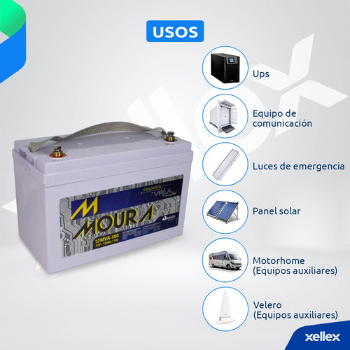 Batería 12v 100ah Moura Ciclo Profundo Solar Larga Vida Agm