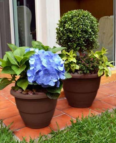 2 Macetas De Plástico De 23 Litros 42 Cm Diámetro Complan