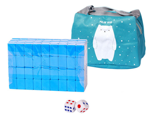 Juego De Mini Mahjong De Viaje Mini Mahjong Con Bolsa Azul