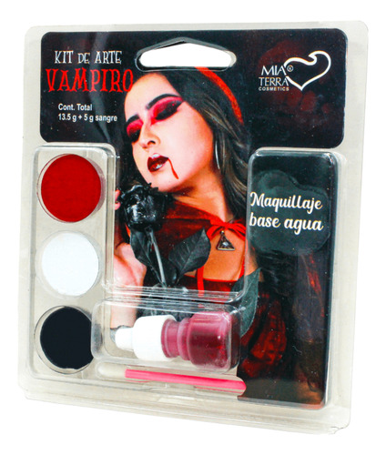 Kit Mini Maquillaje De Fantasia Base Agua Vampiro Halloween