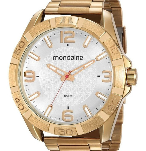 Relógio Mondaine Masculino Dourado Fundo Branco