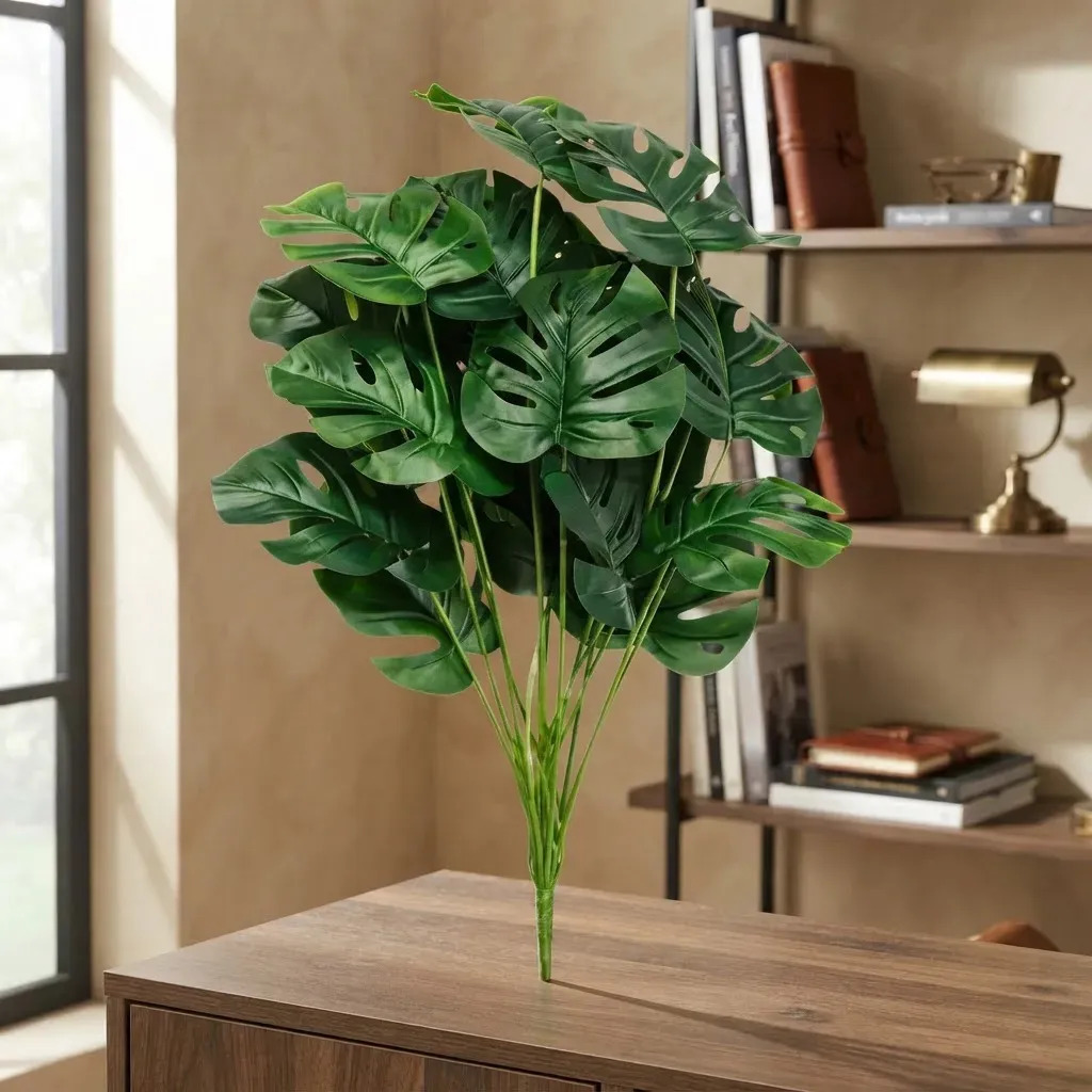Planta Artificial Costela De Adão Realista Decorativa 18 Folhas Área Interna E Externa