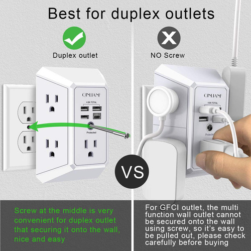 Multicontacto De Pared Con 5 Enchufes Y 4 Puertos Usb Blanco