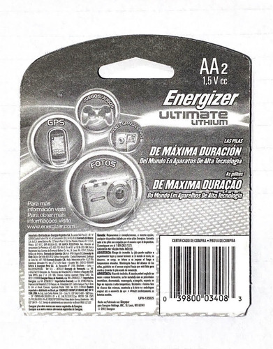 Pilas Baterias Aa Energizer Lithium Camara Fotografica Video