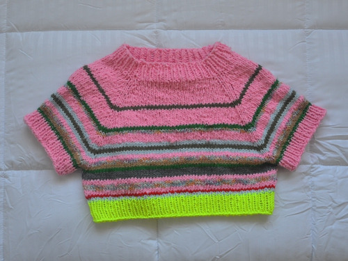 Top Sweater Chaleco Tejido Lana Acrílica Crop Corto Rosa 