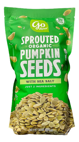Semillas De Calabaza Orgánicas Germinadas Go Raw Con Sal Mar